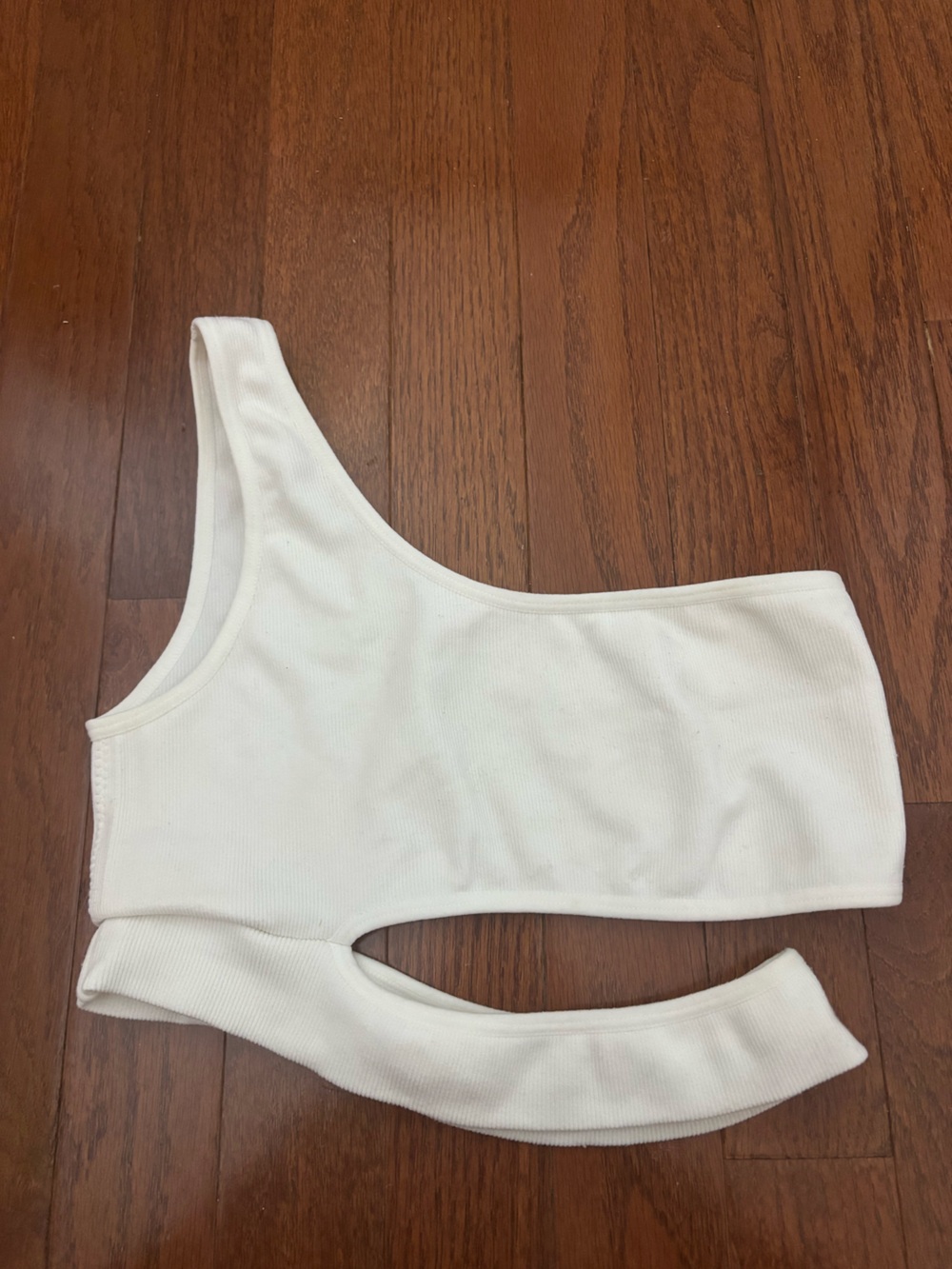 Garage One-Shoulder Ribbed Bodysuit in Cream